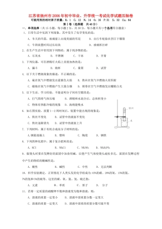 初中毕业、升学统一考试化学试题压轴卷 新课标 人教版 试题