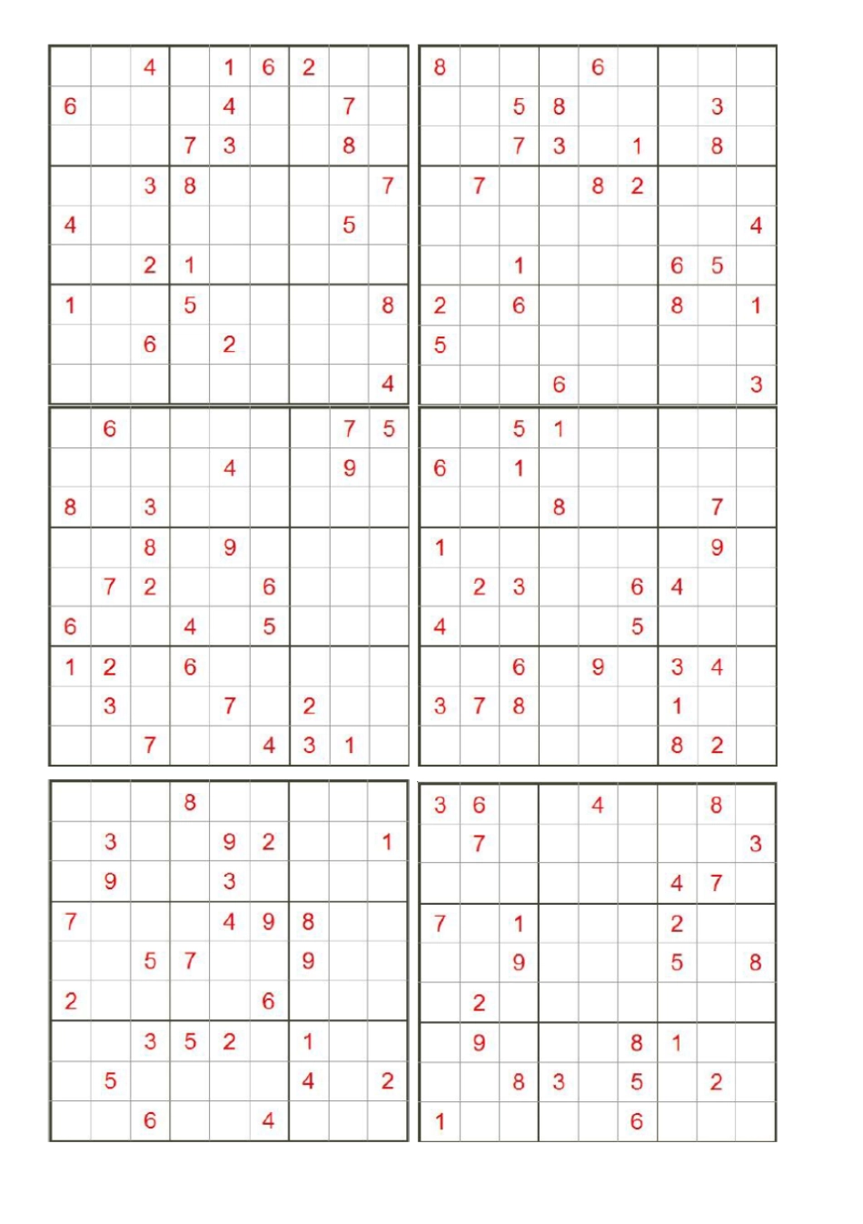 九宫格数独题目248个完美打印版_第1页