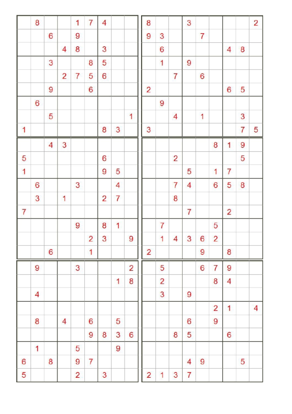 九宫格数独题目248个完美打印版_第2页