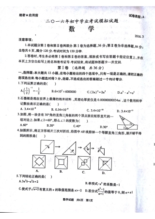 九年级数学第一次模拟试卷(pdf) 0521320