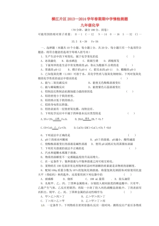 四川省宜宾县横江片区届九年级化学下学期期中试卷