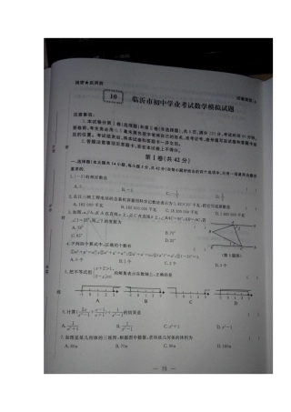 初中数学学业考试模拟试题(十)(扫描版) 试题