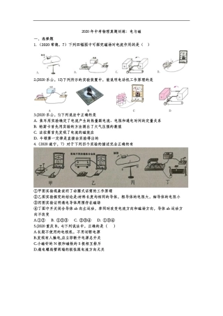 中考物理真题训练 电与磁(pdf，含解析)试卷