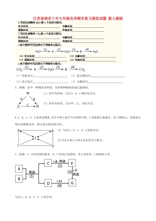 九年级化学期末复习提优试卷  新人教版试卷