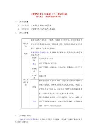 九年级历史下册世界历史知识归纳 第八单元试卷
