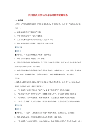 四川省泸州市中考物理真题试卷