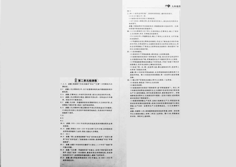 九年级历史下册 第二单元(凡尔赛-华盛顿体系下的世界)达标检测卷(pdf) 新人教版试卷_第3页