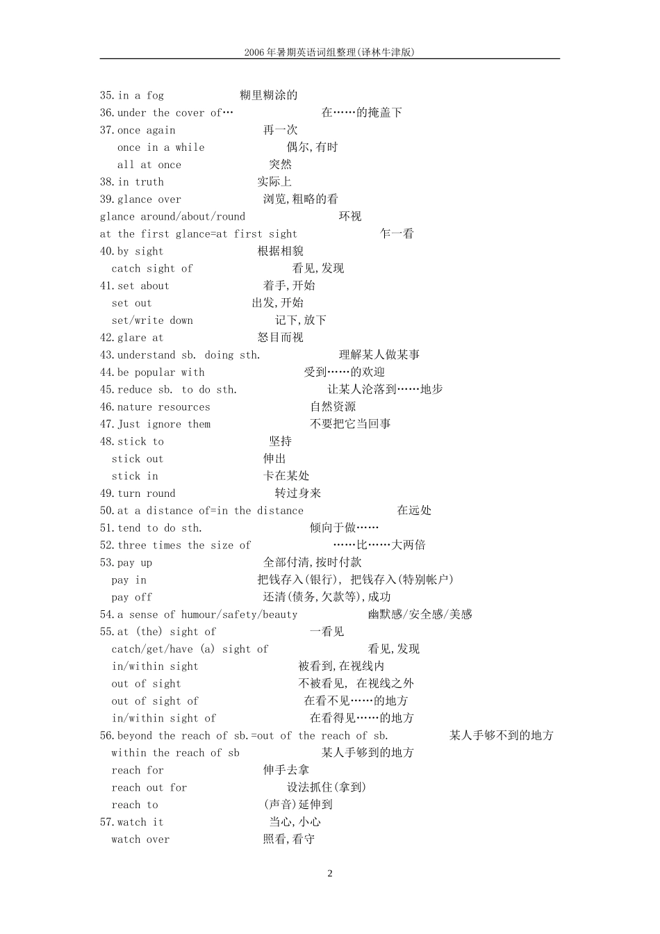 英语模块三补充词组整理_第2页