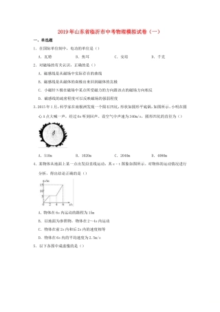 山东省临沂市中考物理模拟试卷(一)试卷(00001)