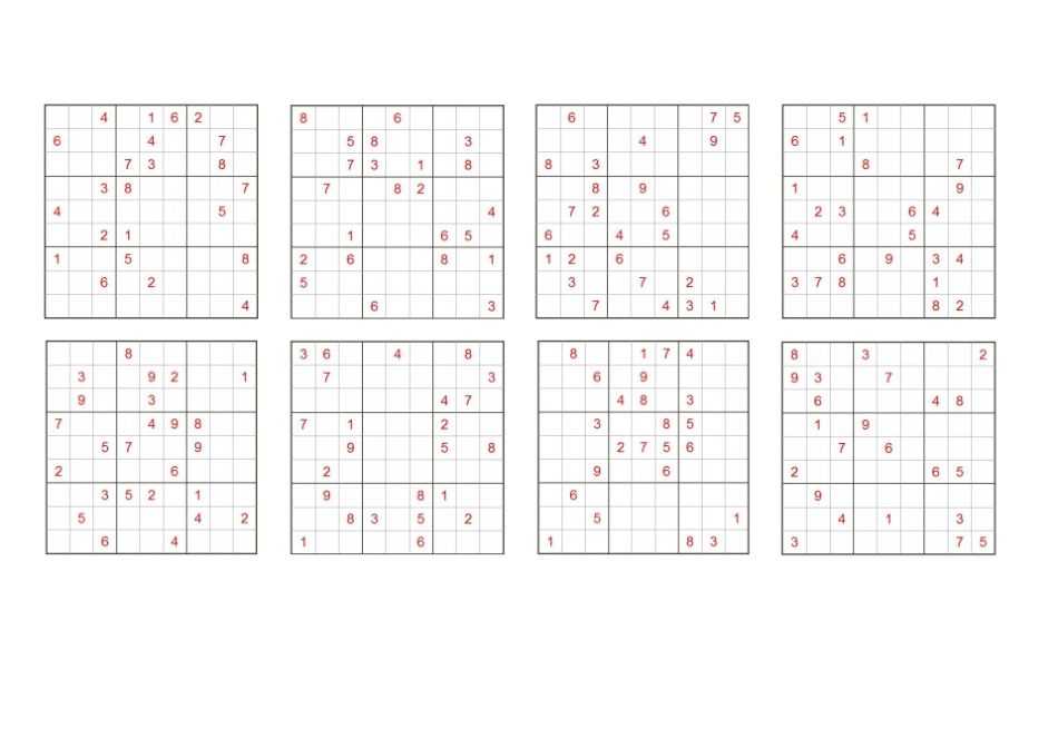 九宫格数独题目打印版_第1页