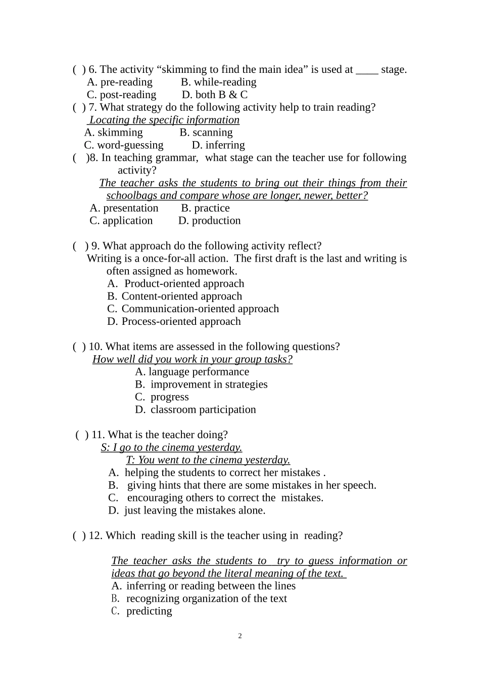 英语教学法模拟试题二_第2页