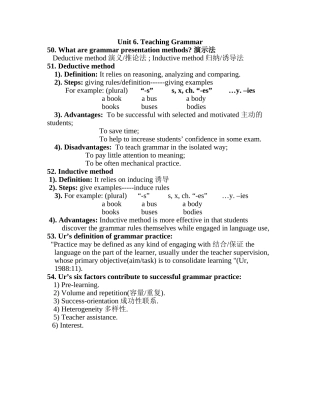 英语教学法复习提纲Unit6