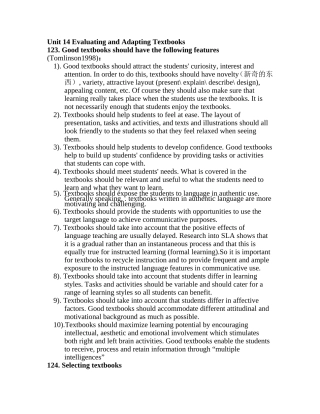 英语教学法复习提纲Unit14