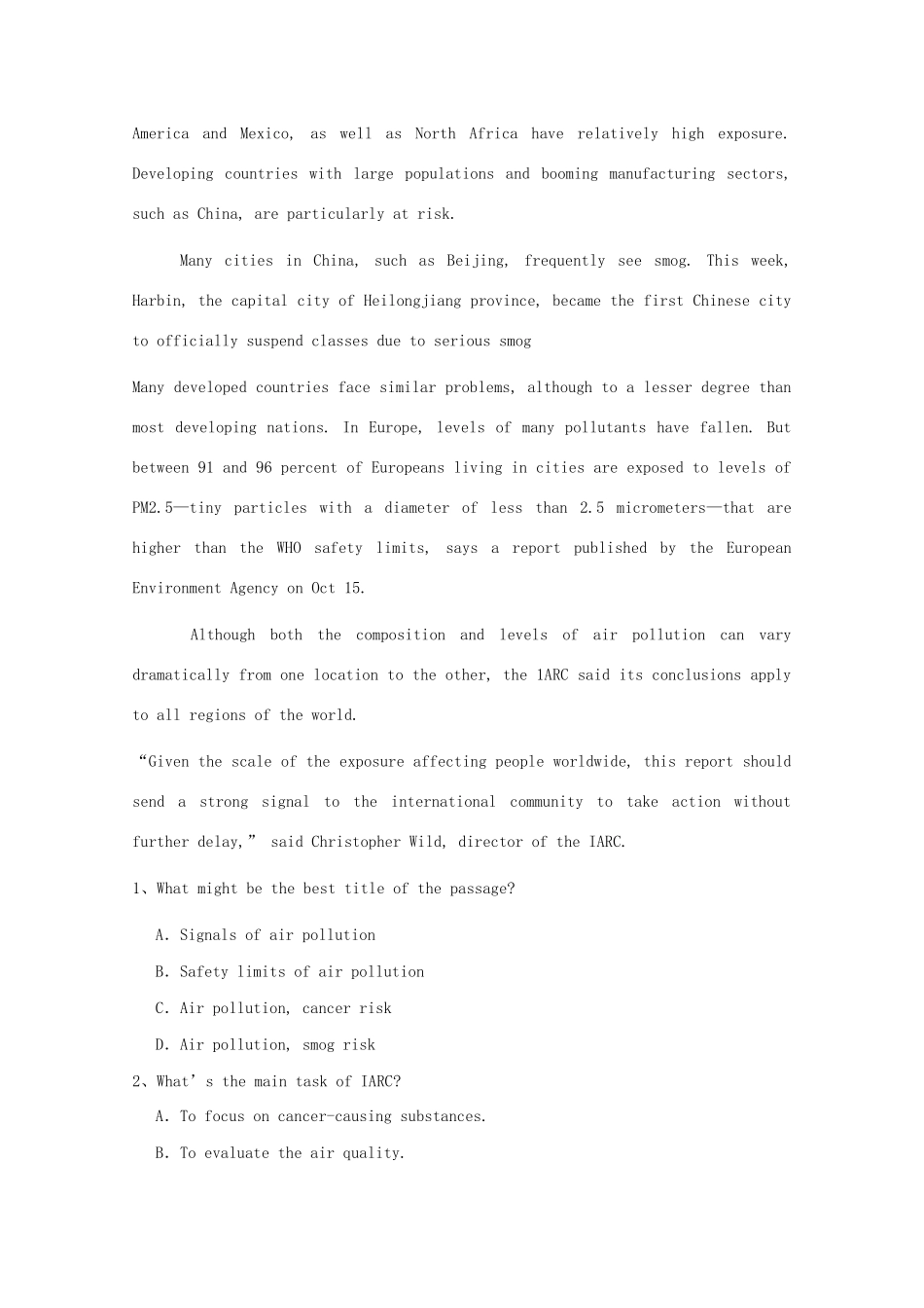 北京市朝阳区高考英语二轮复习 阅读理解精练(5) 试题_第2页