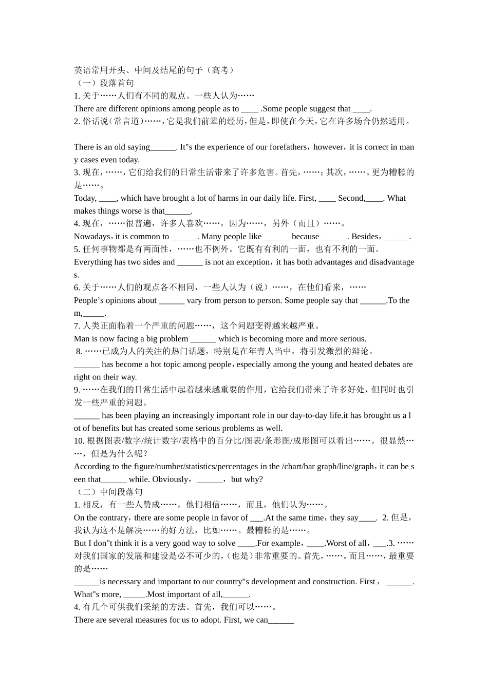 英语常用开头_第1页