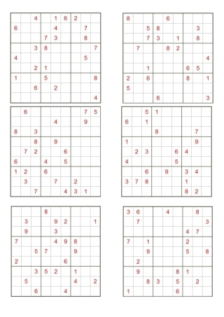 九宫格数独题目打印版无答案