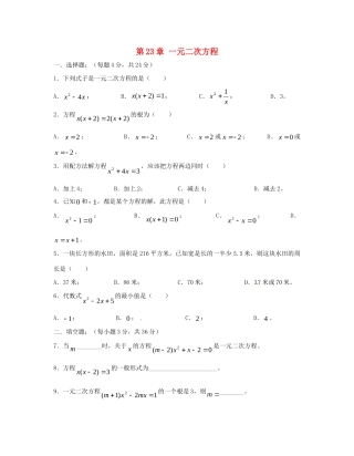 九年级数学上册 第23章 一元二次方程测试卷10 华东师大版试卷