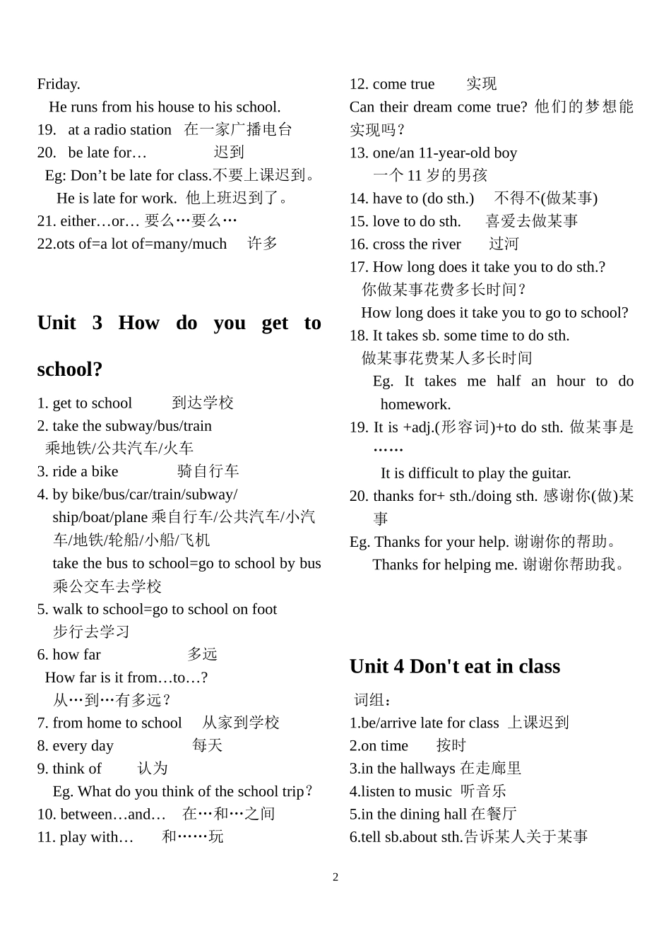 英语七年级下册Unit1-Unit6短语_第2页