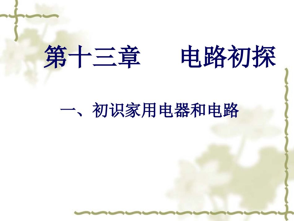 苏科版九年级物理上册教学课件：131初识家用电器和电路（共27张PPT）_第1页