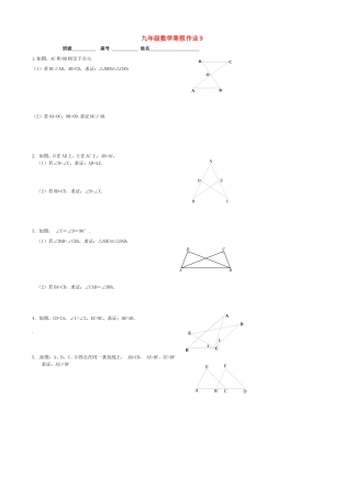 九年级数学上学期寒假作业9 新人教版试卷