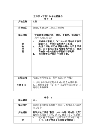 苏教版五年级下册科学实验操作