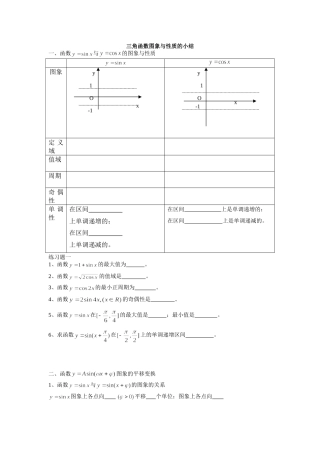 三角函数图象与性质的小结