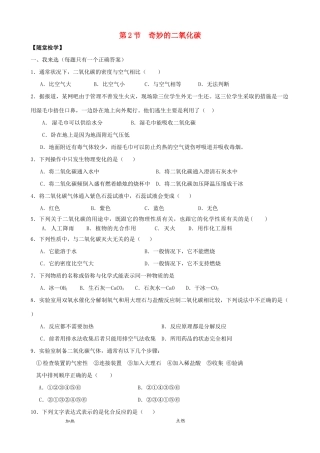 九年级化学全册 第二章 第2节 奇妙的二氧化碳同步随堂检测(新版)沪教版试卷