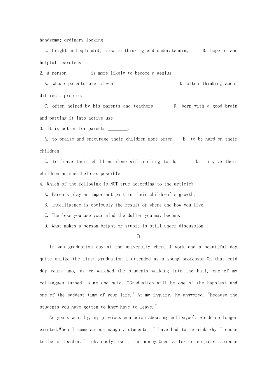 高三英语10月月考试卷_第2页