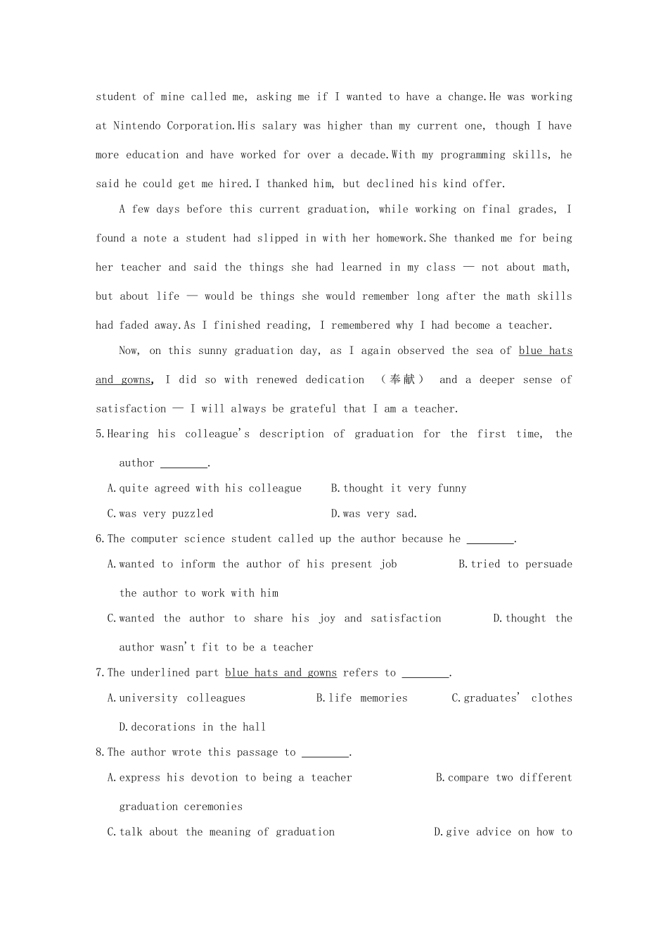 高三英语10月月考试卷_第3页