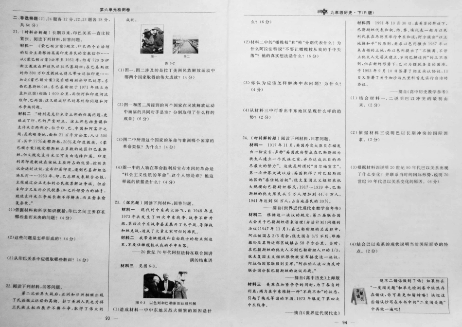 九年级历史下册 第六单元(亚非拉国家的独立与振兴)达标检测卷(pdf) 新人教版试卷_第2页