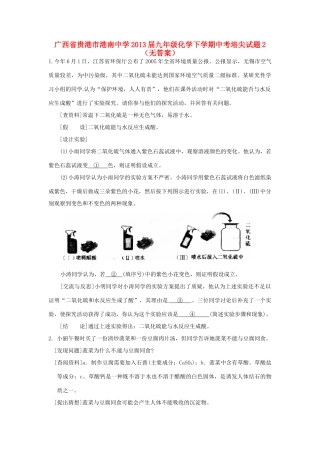 九年级化学下学期中考培尖试卷2试卷