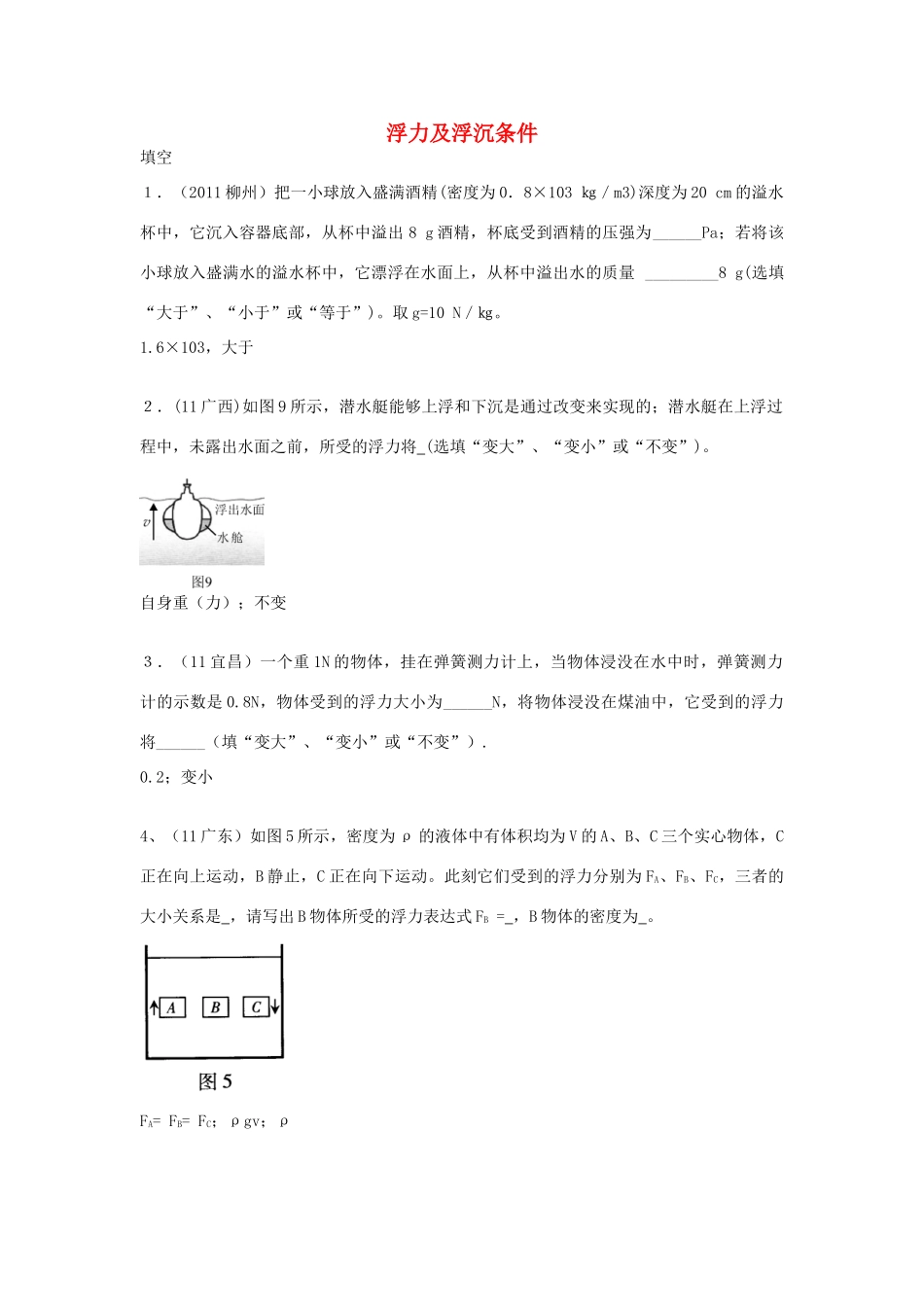 中考物理必备(浮力)人教新课标版试卷_第1页