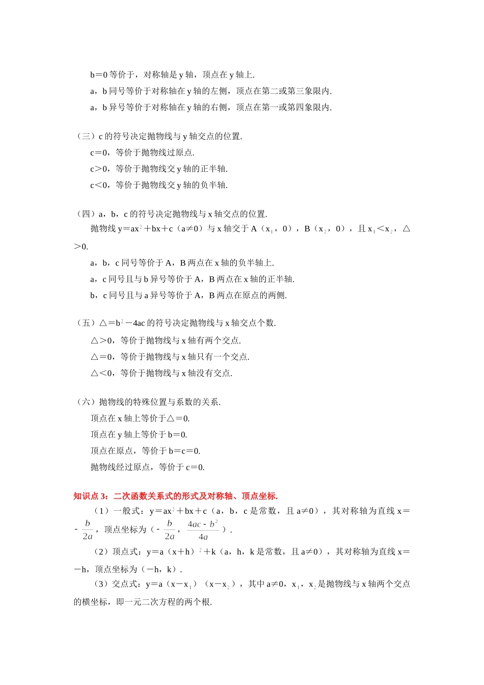 初三数学二次函数的复习 知识精讲 江苏科技版 试题_第2页