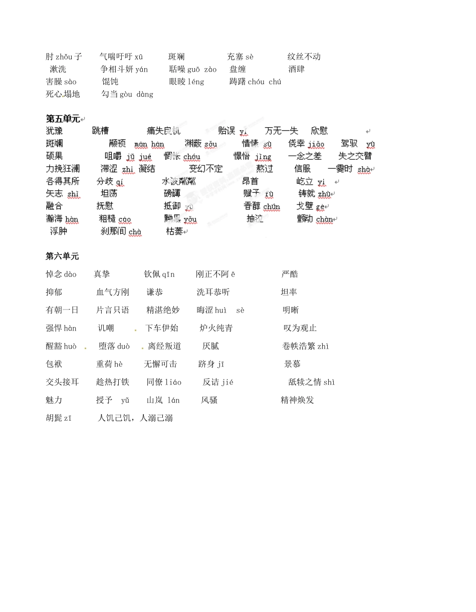 八年级语文下学期期末复习 字词整理卷 苏教版 试题_第2页