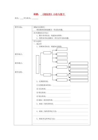 九年级数学上册 (相似形)小结与复习 湘教版试卷