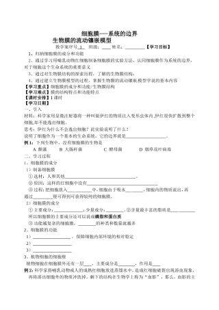 细胞膜---系统的边界