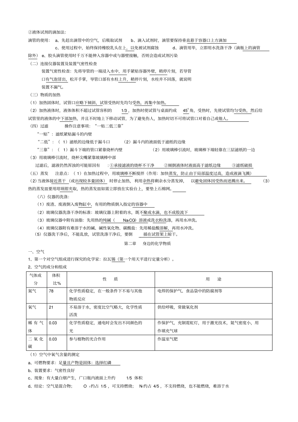 九年化学1—2章知识点汇总_第2页