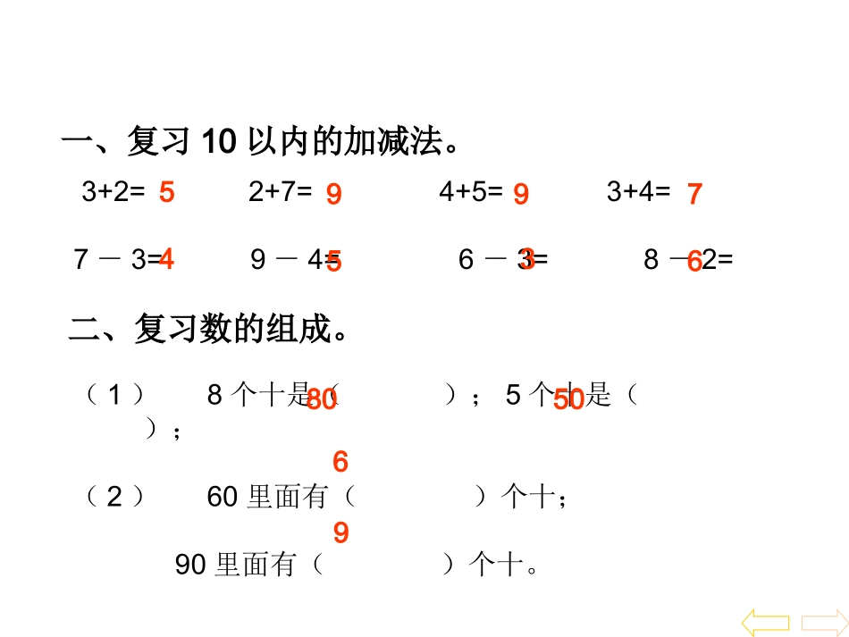 人教2011课标版一年级上整十数加整十数减_第1页