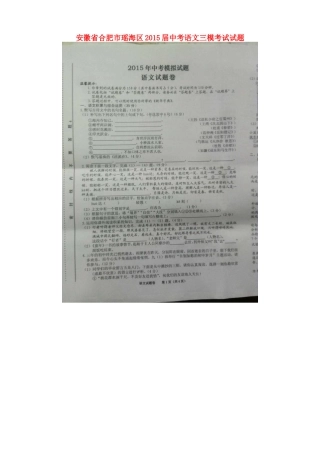 中考语文三模考试试卷试卷