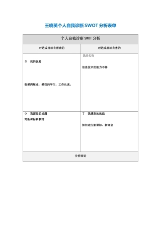 个人自我诊断SWOT分析表-(2)
