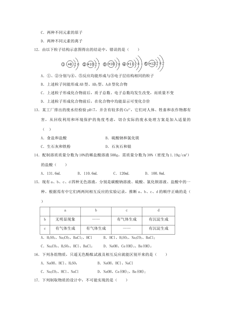 化学素质与实验能力竞赛预赛试题_第3页