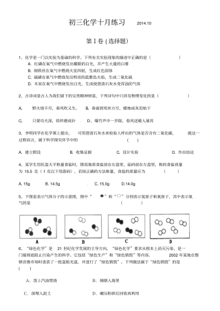 九年级10月月考化学试题无答案