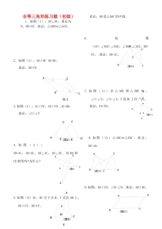九年级数学上册 全等三角形习题精选湘教版试卷