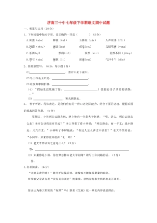 山东省济南市30中11-12学年七年级语文下学期期中自主试卷 鲁教版试卷