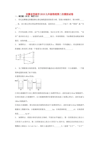 安徽省芜湖市九年级物理第二次模拟试卷试卷