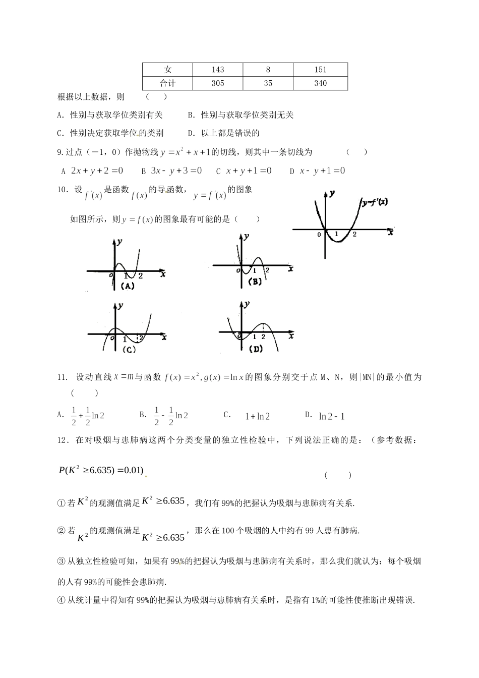 山西省太原市清徐县 高二数学下学期第一次调研考试试卷 文试卷_第2页