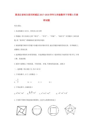 九年级数学下学期3月调研试卷