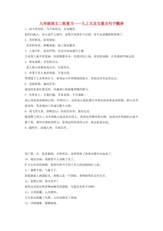 中考语文复习资料 文言文 句子翻译 九上 翻译试卷