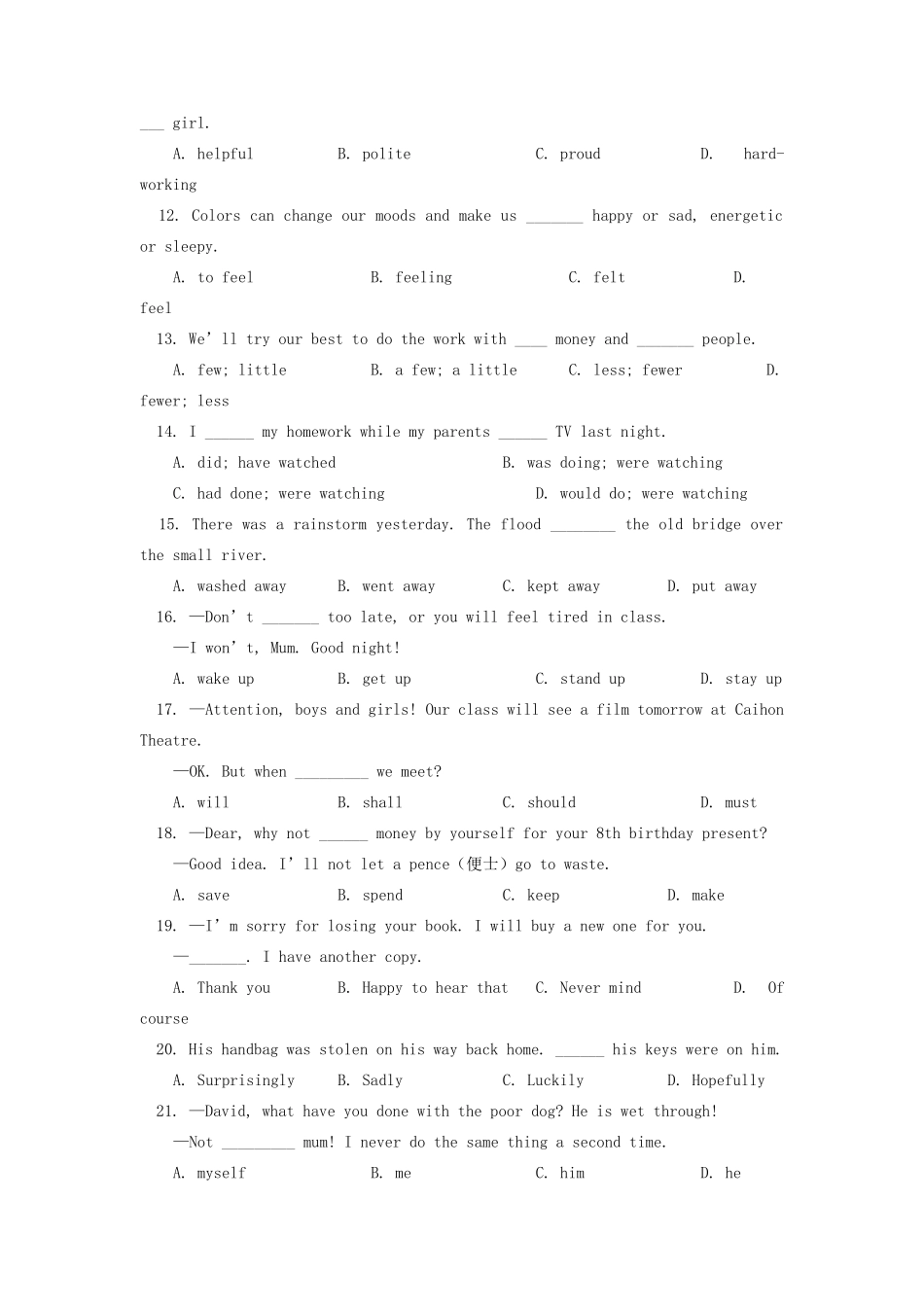 初三英语单项选择50题练 试题_第2页