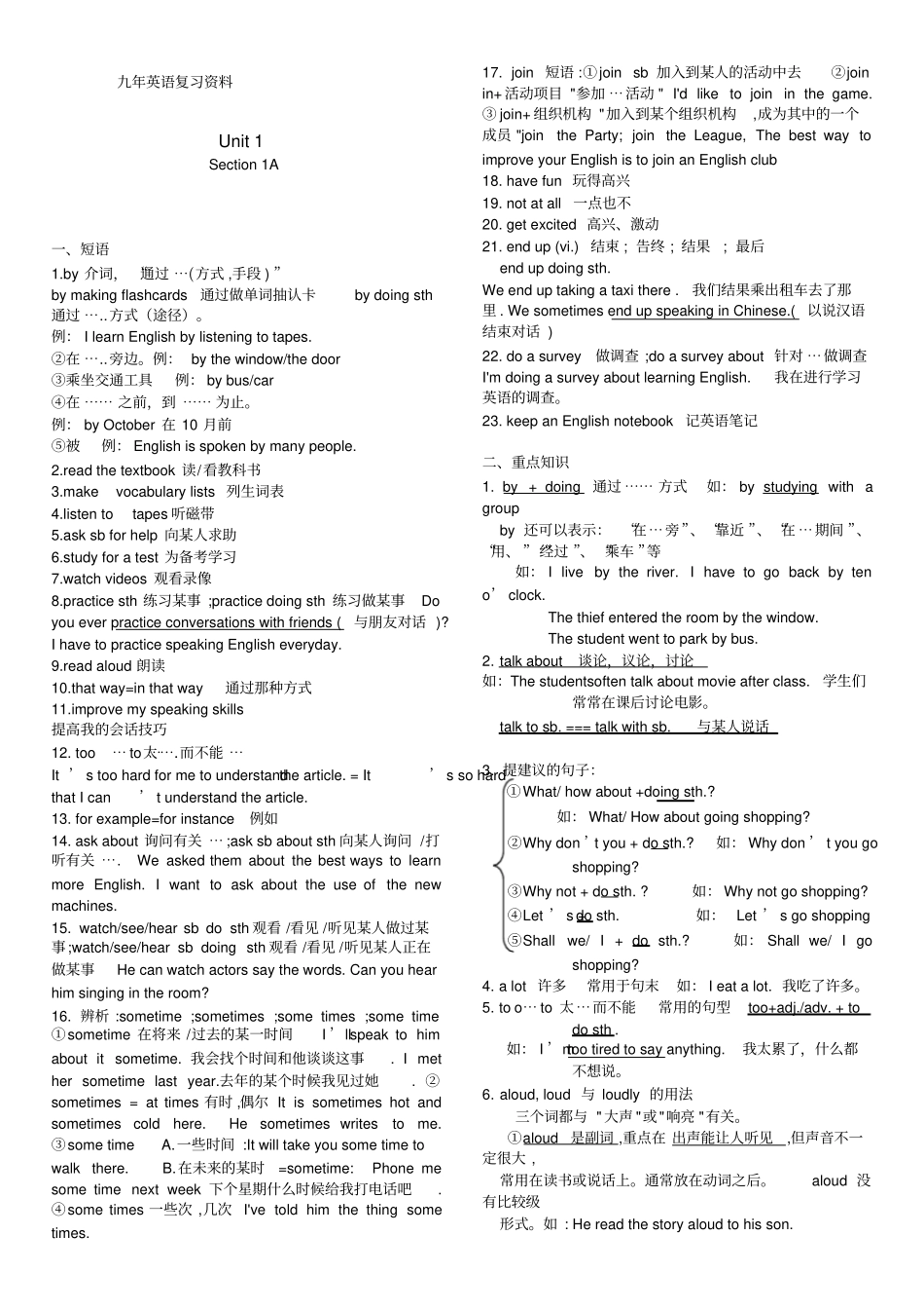 九年级Goforit知识点总归纳_第1页